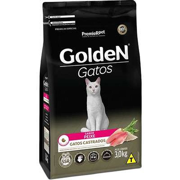 Ração Seca Golden Premier Pet para Gatos Adultos Castrados 3kg