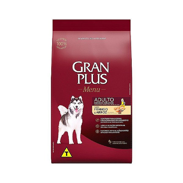 Ração Seca GranPlus Menu para Cães Adultos de Raças Médias e Grandes Frango 10,1 kg