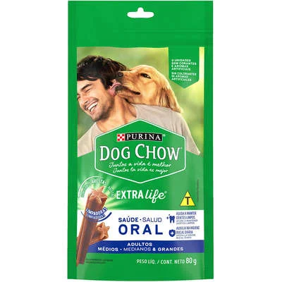 Petisco Purina Dog Chow Oral Para Cães Adultos Porte Médio E Grande Sabor Frango 80g