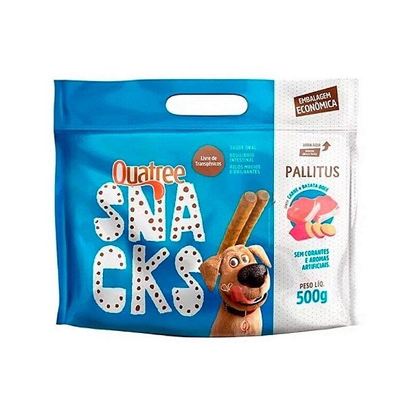 Snacks Quatree Pallitus Sabor Carne e Batata Doce para Cães 500g