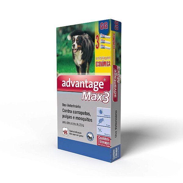 Antipulgas e Carrapatos Advantage Max3 Combo para Cães Acima de 25 Kg - Elanco