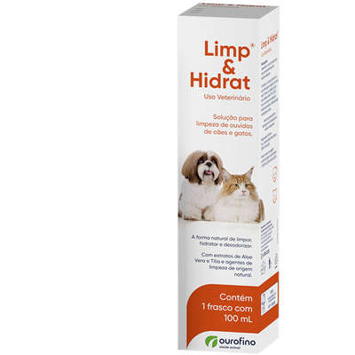 Solução Ourofino Para Limpeza de Ouvidos Limp e Hidrat em Cães e Gatos 100 ml