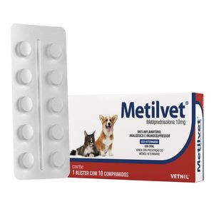 Anti-inflamatório Vetnil Metilvet 20 Mg Para Cães E Gatos C/10 Comprimidos