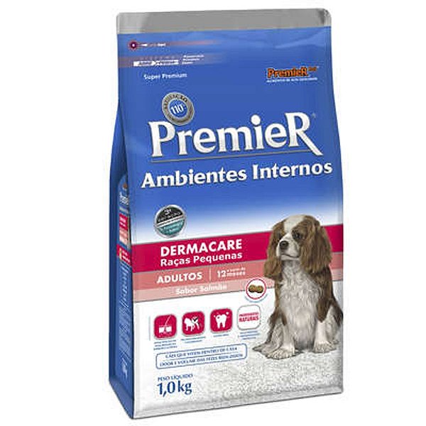 Ração Dermacare Para Cães Adultos Em Ambientes Internos Premier 1kg