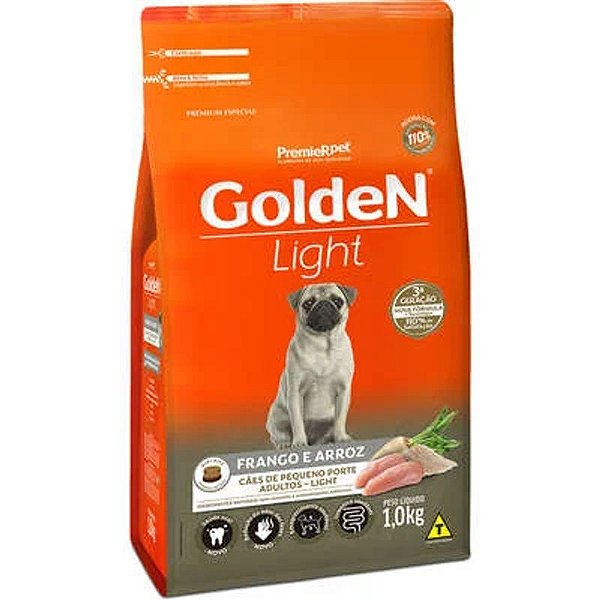 Ração Golden Premier Light Frango e Arroz para Cães Adultos 1kg