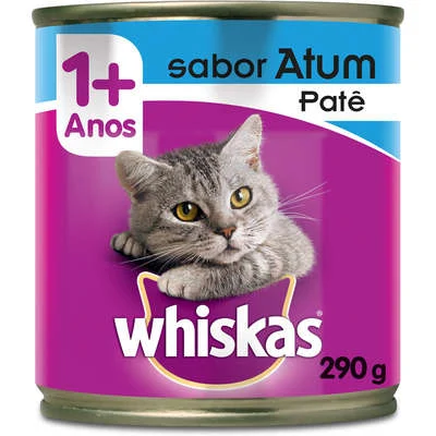 Ração Úmida Whiskas Lata Patê de Atum para Gatos Adultos 290g
