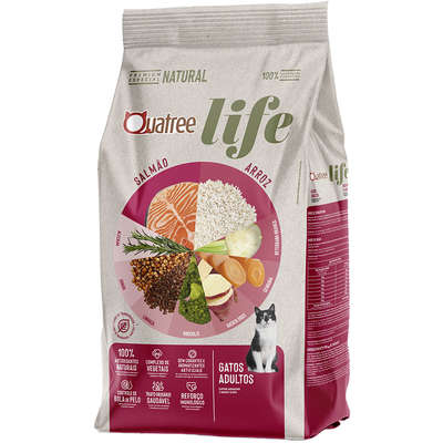 Ração Quatree Life Gatos Adultos Salmão Arroz 3 Kg