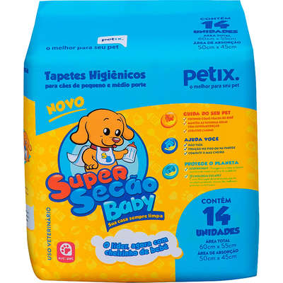 Tapete Higiênico Super Secão Baby C/14 Unidades - Petix