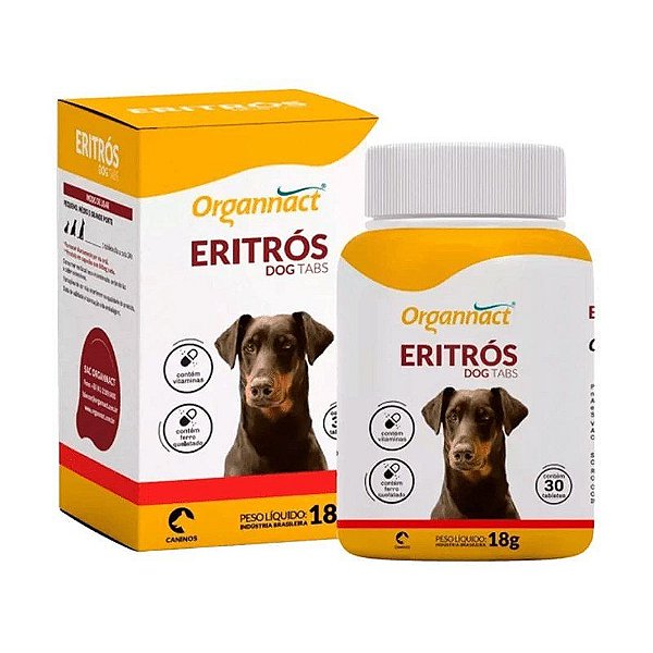 Suplemento Organnact Eritrós Tabs para Suporte Nutricional de Cães 18g