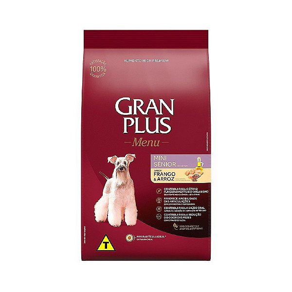 Ração Gran Plus Menu Sabor Frango para Cães Seniores Mini de 10,1kg
