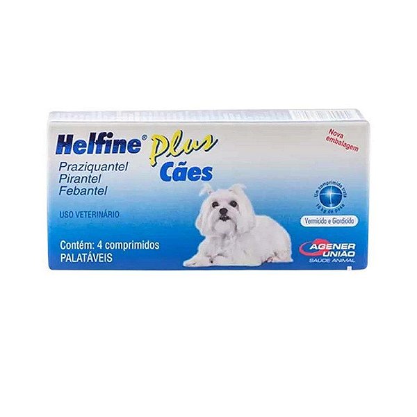 Vermífugo Agener União Helfine Plus para Cães com 4 Comprimidos