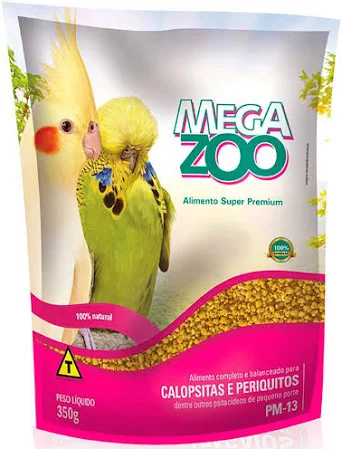 Ração Extrusada Megazoo Para Calopsitas E Periquitos 350g