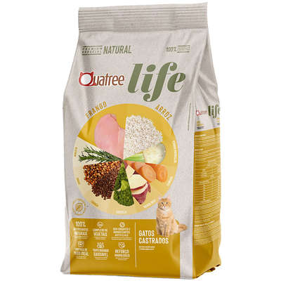 Ração Quatree Life Frango E Arroz Gatos Castrados 10,1kg