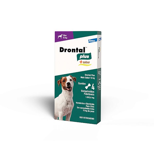 Vermífugo Drontal Plus Sabor Carne Para Cães 10 Kg C/04 Comprimidos - Elanco
