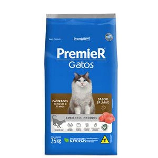 Ração Seca Premier Ambientes Internos Sabor Salmão para Cães 7,5kg