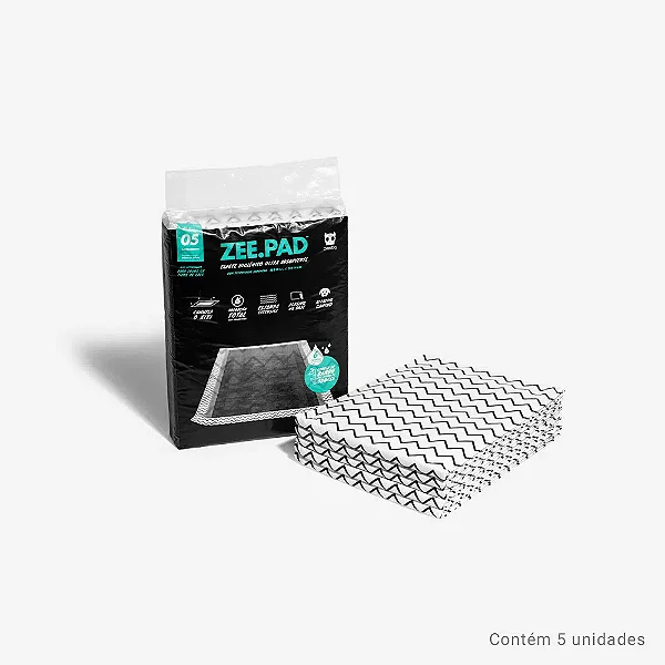 Tapete Higiênico Zee.pad Preto C/5 Unidades