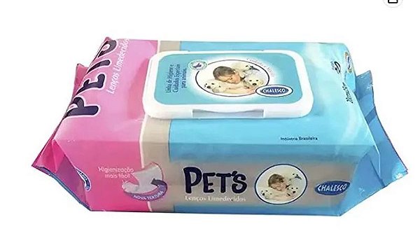 Lenços Umedecidos Chalesco para Higienização de Pets 80 Toalhas