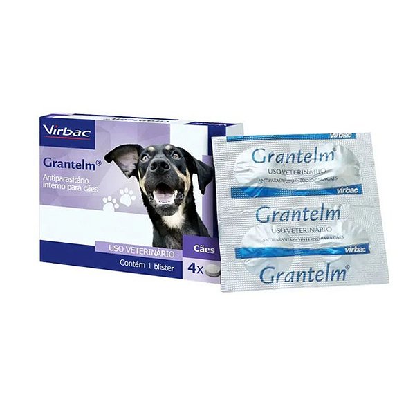 Antiparasitário Virbac Grantelm para Proteção de Cães 4 Comprimidos