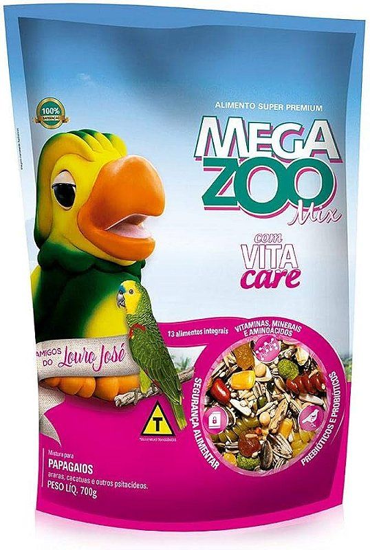 Ração Megazoo Mix para Papagaios Louro José de 700g