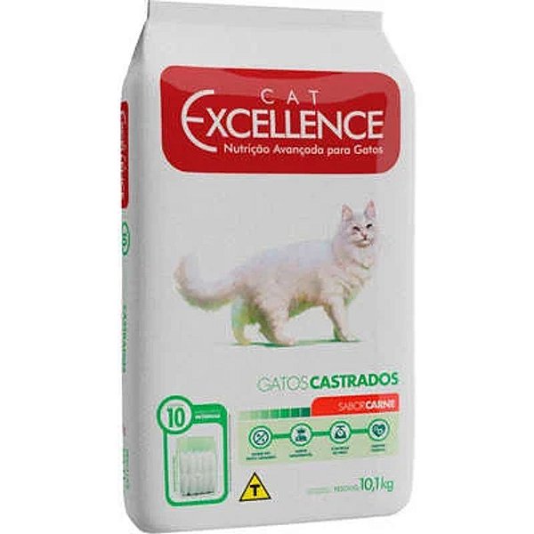 Ração Excellence Sabor Carne para Gatos Castrados de 10,1kg