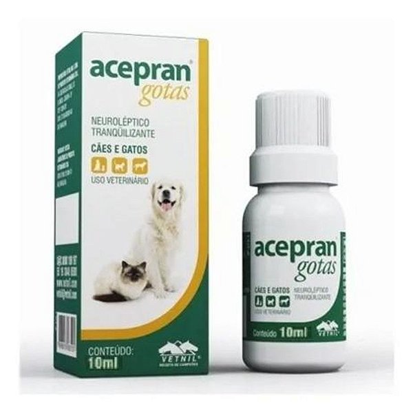 Acepran Gotas 10ml - Vetnil: Sedativo e tranquilizante para cães e gatos