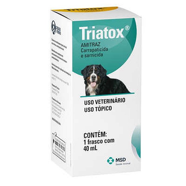 Carrapaticida Triatox MSD, Proteção Eficaz contra Parasitas, 40ml