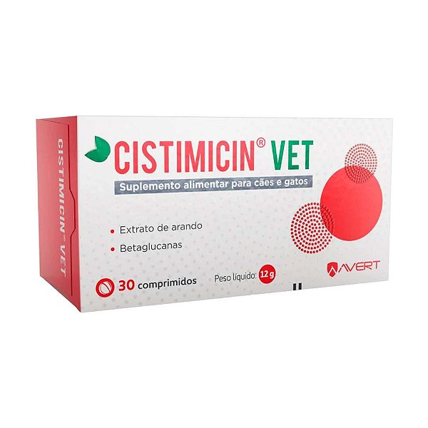Suplemento Alimentar Avert Cistimicin Vet Para Cães E Gatos C/30 Comprimidos