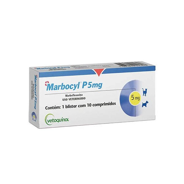 Antibiótico Marbocyl P Vetoquinol 5 Miligramas Com 10 Comprimidos