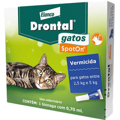 Vermífugo Drontal Spoton para Gatos de 2,5 Kg a 5 Kg 0,70ml - Elanco