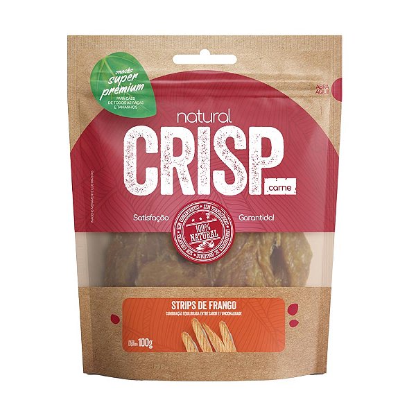 Snack Natural Crisp Carne Strips de Frango para Cães 100g