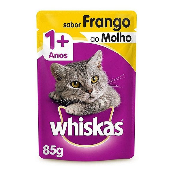 Ração Úmida Whiskas Frango ao Molho Refeição Irresistível Sabor e Nutrição Balanceada 85g