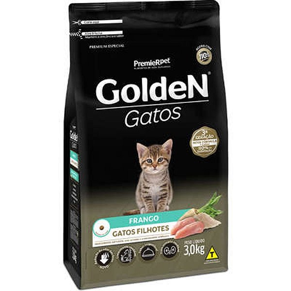 Ração Seca Golden Para Gatos Filhotes Sabor Frango Nutrição Completa 3kg