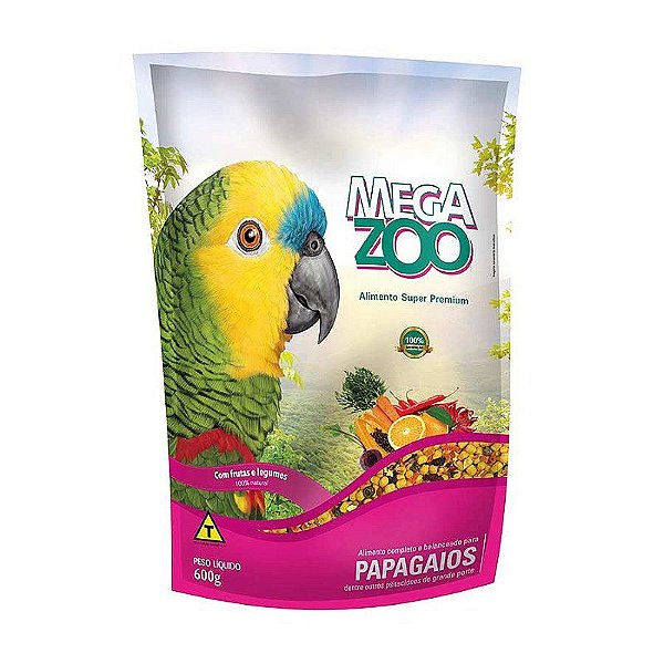 Ração Para Papagaios Com Frutas e Legumes Megazoo 600g