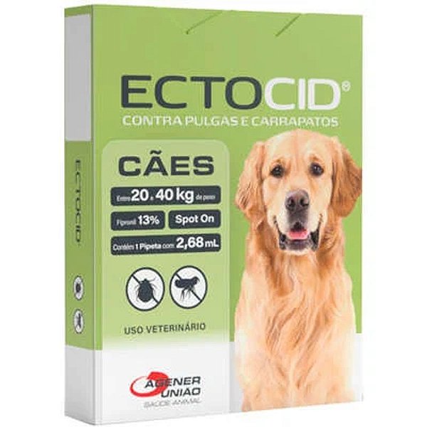 Antipulgas Agener Ectocid para Proteção de Cães de 20 a 40kg 268ml