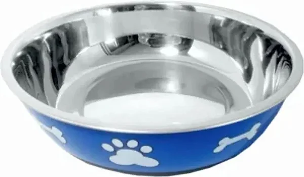 Comedouro Inox Luxo Pata Osso Azul 910ml