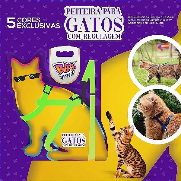 Peiteira BBB Pet para Gatos Cor Verde Neon