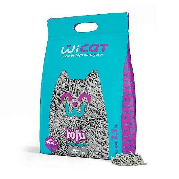 Granulado Higiênico WiCat Tofu com Carvão de Bambu para Gatos 21 kg Higiene Eficaz