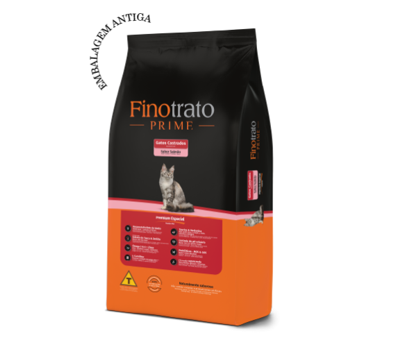 Ração Finotrato Prime para Gatos Castrados Sabor Salmão 3kg