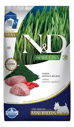 Ração Seca N&D Spirulina Cordeiro e Goji Berry para Cães Adultos de Raças Minis 2kg