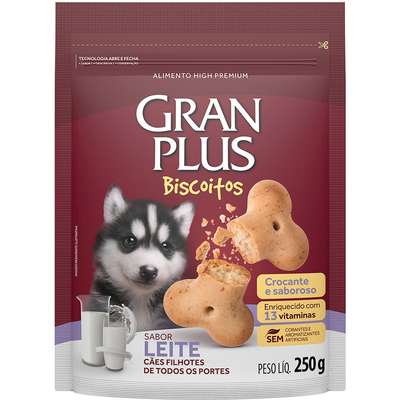 Biscoito Granplus Para Cães Filhotes Sabor Leite 250g - Granplus