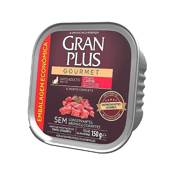 Ração Úmida Gran Plus Gourmet Patê Sabor Carne para Cães 150g