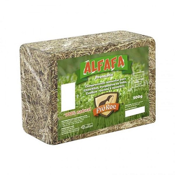 Alfafa Prensada Pro-Roe para Roedores - Nutrição Natural - 500g