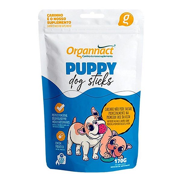 Suplemento Organnact Puppy Dog Sticks Petiscos para Cães 170 g