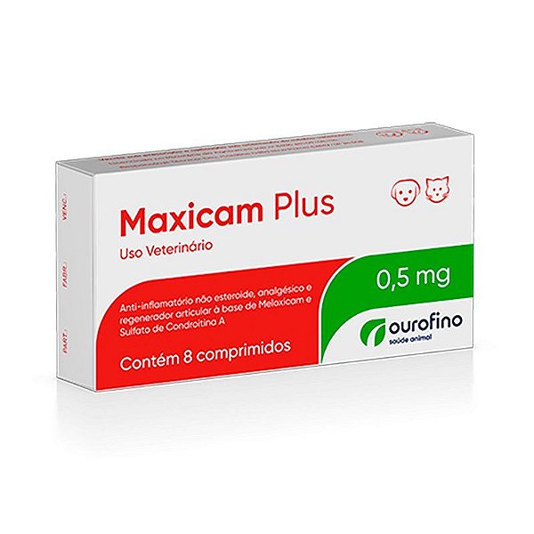 Anti-inflamatório Ourofino Maxicam Plus 0,5mg com 8 Comprimidos