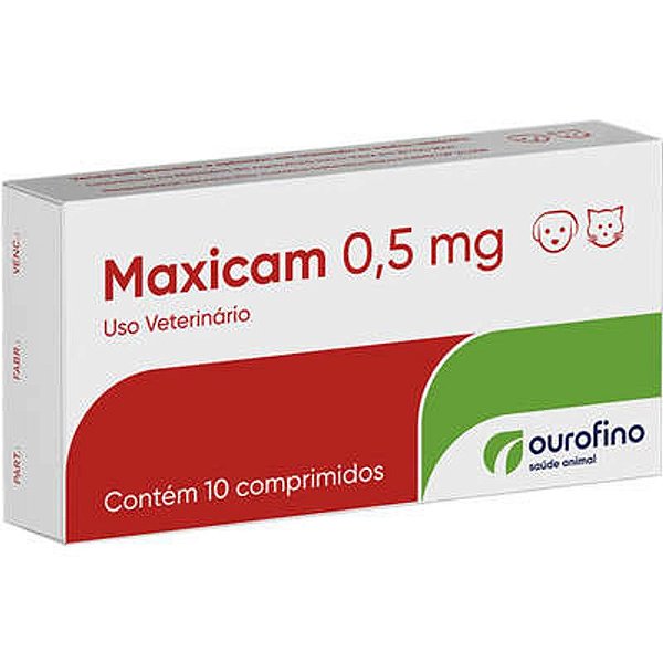 Anti-inflamatório Ourofino Maxicam Plus 0,5mg para Cães e Gatos 10 Comprimidos