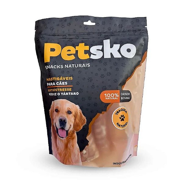 Mordedor Petsko Natural Desidratado de Traqueia Bovina 5 Unidades