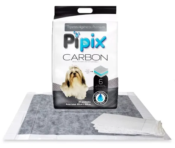 Tapete Higiênico De Carbono Pipix C/06 Unidades