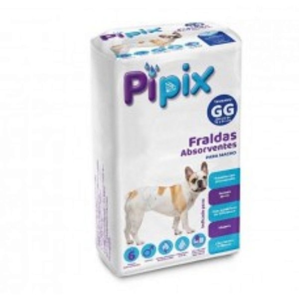 Fralda Descartável Pipix Macho GG Ideal para Cães Grandes - 6 Unidades
