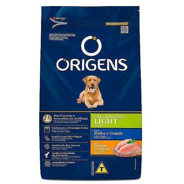 Ração Origens Light Frango E Cereais Para Cães De Porte M E G 15kg - Origens