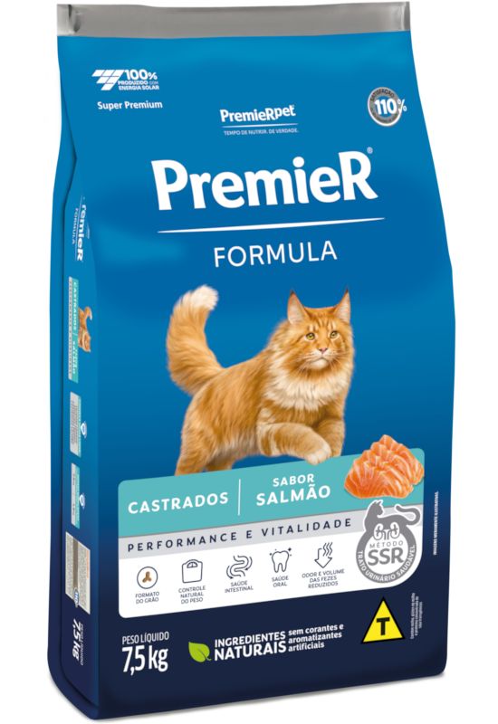 Ração Fórmula Salmão Para Gatos Castrados Premier 15kg